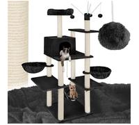 Arbre à chat - TECTAKE - Arbre à chat LILOU avec griffoir, plateformes d'escalade, couchages et jouet, 120 x 61 x 165 cm - Noir