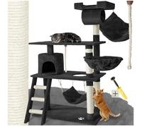 Arbre à chat - TECTAKE - Arbre à chat MARCEL avec griffoir, plateforme d'escalade, hamac, tube et cabane, 105 x 60 x 141 cm - Noir