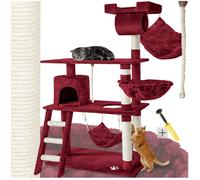 Arbre à chat - TECTAKE - Arbre à chat MARCEL avec griffoir, plateforme d'escalade, hamac, tube et cabane, 105 x 60 x 141 cm - Rouge