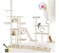 ARBRE A CHAT - TECTAKE - Griffoir 261 cm SNOOKY Griffoir XXL + 1 Hamac 218 cm x 70 cm x 261 cm Système Anti-basculement - Beige