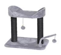 duvoplus, Arbre à Chat Tokyo 49,5x34,5x46cm Gris, avec hamac et Balle de Jeu, Peluche et sisal de qualité, en Format Compact, Assouvit l’Instinct de grattage de Votre Chat