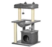 Arbre à Chat Tour de Jeu 48 x 48 x 90 cm Espace Repos et griffoir Housse Lavable Style scandinave Moderne en Bois Gris 21_0007669