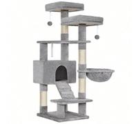 Arbre À Chat, Tour De Jeux 142 Cm, Gris Clair