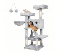 Arbre à Chat, Tour de Jeux, Grand, Doux, Gris y Blanco Ombré -Le confort à chaque pas : Cet arbre à chat de 135 cm est entièrement recouvert d'un tissu peluche de 500 g/m² (plus dense et confortable q
