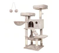 Arbre à Chat, Tour de Jeux, Grand, Doux, Marron et Blanc Ombré/Gris et Blanc Ombré À propos de cet article[LE CONFORT À CHAQUE PAS]Cet arbre à chat de 135 cm est entièrement recouvert d'un tissu peluc