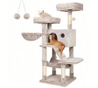 Arbre à Chat, Tour de Jeux, Grand, Doux, Marrón y Blanco Ombré -Le confort à chaque pas : Cet arbre à chat de 135 cm est entièrement recouvert d'un tissu peluche de 500 g/m² (plus dense et confortable