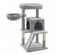 Arbre À Chat, Tour De Jeux, Hauteur De 96cm, Grand Plate-Forme, Gris Clair