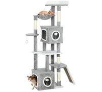 Arbre à chat - tour de jeux pour chats - PawHut - griffoir et poteaux en sisal, 2 niches, plateformes - hauteur 165 cm - gris