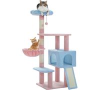 Arbre à chat tour, hauteur 120 cm, boule duveteuse interactive, AMT0236BU, L