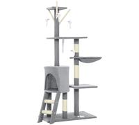 Arbre à Chat Tour Multi Niveaux 60 x 35 x 134 cm grattoir sisal Niche Douillette avec hamac Contemporain en Bois Gris 21_0007621