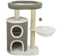 TRIXIE Arbre à Chat Dante 86 cm en Blanc/Vert/Gris - Arbre à Chat Multi-Niveaux avec Nombreuses possibilités de griffage et de Jeu, Ainsi Que des espaces de Retraite - Douillet & Stable