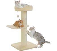 Arbre à chat, trois couches, matériau bois, lit épais pour chat à fleurs, AMT0297BG, 93cm