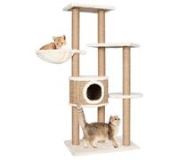 vidaXL Arbre à chat avec griffoirs Herbiers marins 126 cm Beige Montage requis