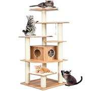Arbre à Chat XXL en Bois - COSTWAY - Design Vesper - Multi-niveaux - Coussins Amovibles - Charge 20 kg