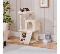 Arbre à Chat - YAHEETECH - Avec Griffoir et Poteaux en Sisal - 2 Niches - Beige