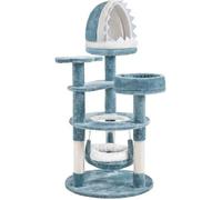Arbre à Chat YAHEETECH - Petit - Bleu/Blanc - Niche Requin - Plateforme Poisson - Tour de Jeux