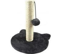Arbre à chaton avec socle tête de chat en bois MDF - Gris et beige - 30 x 30 x H 33 cm G