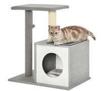 PawHut Arbre à Chats Design Contemporain griffoir grattoir sisal Naturel Centre d'activités Niche Plateforme Jeu Boule Suspendue Gris