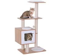 PawHut Arbre à Chats Design Contemporain griffoirs grattoirs sisal Naturel Centre d'activités Niche Plate-Formes Jeu Boules suspendues 71,5L x 49,5l x 120H cm MDF hêtre Clair