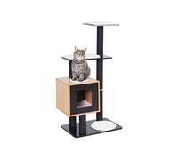 Pawhut Arbre à chats design contemporain griffoirs grattoirs sisal naturel centre d'activités niche plate-formes jeu boules suspendues 66L x 47l x 120H cm MDF noir hêtre