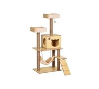 PawHut Arbre à chats design contemporain griffoirs grattoirs sisal naturel niche plate-formes hamac boule panneaux particules beige