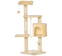 Arbre À Chats Multi-Équipements Griffoirs Grattoirs Plateformes Niche Corde Jouets 40l X 40l X 114h Cm Beige