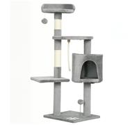 Arbre À Chats Multi-Équipements Griffoirs Grattoirs Plateformes Niche Corde Jouets 40l X 40l X 114h Cm Gris