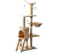 Arbre à chats multi-équipements griffoirs grattoirs plateformes niche échelle hamac jouets 40L x 30l x 131H cm beige 66 40x30x131cm