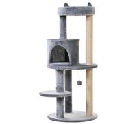Arbre À Chats Multi-Équipements Griffoirs Grattoirs Plateformes Niche Jeu Boule Suspendue Ø 48 X 104h Cm Gris