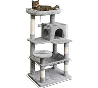 Arbre à chats, tour-appartement pour chats, quatre étages, place en peluche, 1
