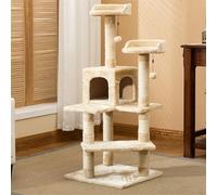 Arbre à chats Tour pour chat Jouet pour chat Plate-forme à plusieurs niveaux Arbre à chat Pilier en sisal Grand cadre d'escalade pour chat Nid de chat de luxe Poteau à griffer Chaton (couleur : beige,