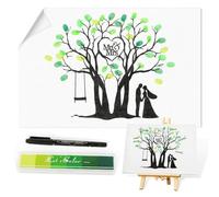 Arbre a Empreinte Mariage Arbre a Empreinte Arbre Empreinte Mariage Arbre à Empreinte Mariage Arbre à Empreintes Digitales de Mariage Toile 30*40cm pour les Messages des Invités Décoration la Maison