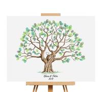 Arbre à Empreinte Mariage, d'empreintes digitales d'arbre, panneau mariage 30 x 42 cm,Tableau de Signature DIY Invité Sign in Toile Peinture décorations pour Mariage Fête d'anniversaire