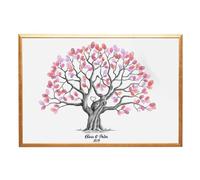 Arbre à empreintes digitales de mariage - Livre d'or décoratif en forme d'arbre à empreintes digitales | Livre d'or décoratif, art de signature d'empreintes digitales, livre de panneaux sur toile de