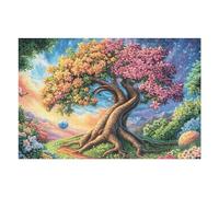 Arbre à Fleurs de Cerisier Levé de Soleil Forêt Nature Sauvage Puzzle 1000 Pièces pour Adultes Agréable Amusant Et Relaxant Parfait pour Passe Temps Et Hobby （75x50cm）