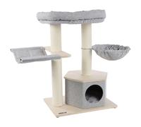 Arbre À Gratter Flamant Rose Kaleb Gris/Beige 104x55x88 Cm Pour Chats Avec Hamac