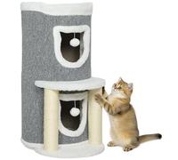 Arbre à gratter pour chat PawHut, 76 cm, tour d'escalade avec lit, 2 grottes, poteaux en sisal, tapis de grattage, boules de jeu, gris