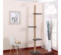 Arbre à griffer pour chat, Arbre à chat à 3 niveaux, griffoir en bois, tour for chat, du sol au plafond, kaki