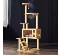 Arbre à griffer pour chat, Arbre à chat en bois avec griffoir et plateformes transparentes for chats jusqu'à 9 kg