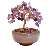 Arbre à monnaie en améthyste naturelle fait à la main conçu pour le placement de bureau et l'expression symbolique de la richesse (violet)