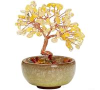 Arbre à monnaie en améthyste naturelle fait à la main conçu pour le placement de bureau et l'expression symbolique de la richesse (jaune)