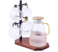 Arbre à Mugs pour Grandes Tasses, Porte-Tasses pour Comptoir, Support à Tasses avec 6 Crochets et Plateau pour Cafetière, Organisateur Multifonction