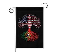 Arbre à racines drapeau Amérique Portugal États-Unis Drapeaux de jardin (12,5 x 18 pouces) - Bannière aux couleurs éclatantes pour décoration extérieure de jardin et de maison