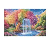 Arbre Arc-en-Ciel Cascade Forêt Nature Sauvage Rural Puzzle 1000 Pièces pour Adultes Amusant Stimulant Et Créatif Parfait pour Activités en Famille Et Amis （75x50cm）