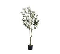 Arbre Artificiel d'olivier avec Panier de Fleurs, Faux Arbre en Plastique pour décoration de extérieur, Plante Verte en Pot, 1,2 m