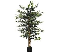 HOMCOM Plante Artificielle ficus Hauteur 1,3 m Tronc Branches Liane Lichen Feuilles Grand réalisme Pot Inclus