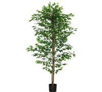 HOMCOM Plante Artificielle Arbre Artificiel ficus Hauteur 1,80 m Tronc Branches Liane Lichen Feuilles Grand réalisme Pot Inclus, intérieur, Vert