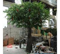 Arbre Artificiel Tropical à litchis - Fruits Rouges vifs et Feuillage Vert Luxuriant, idéal pour Les fêtes hawaïennes, Les Bars tiki et la décoration de terrasse 6.5mx5m