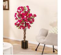 Arbre Artificielle Interieur Bougainvillier -RELAX4LIFE - 120CM - 360 Fleurs - 40 Feuilles - 3 Branches - 2 Rotins et Mousse - Rose