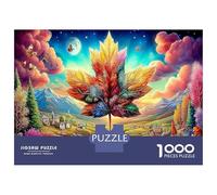 Arbre aux Feuilles d'automne Carton Robuste Puzzle Classique 1000 Pièce Feuille de marronniers pour Adultes Enfants Impossible Défiant Idée Cadeau Décoration Murale 70x50cm/1000pcs